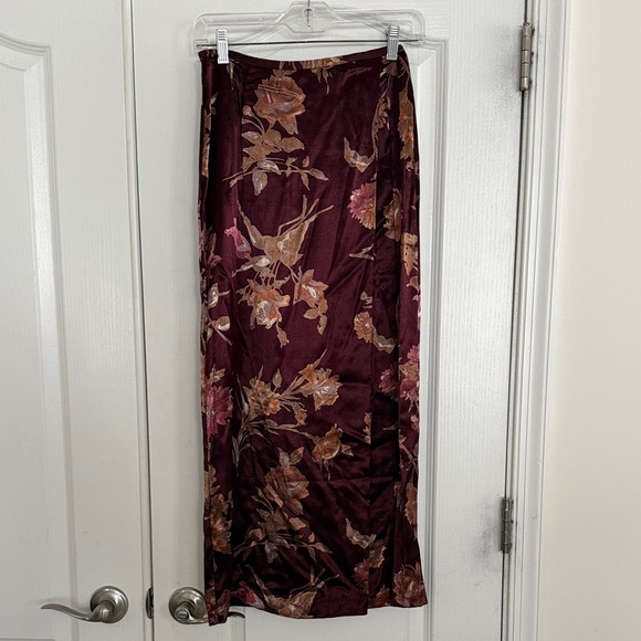 Laura Ashley Dresses & Skirts - Vintage Laura Ashley Burgundy Floral Maxi Skirt